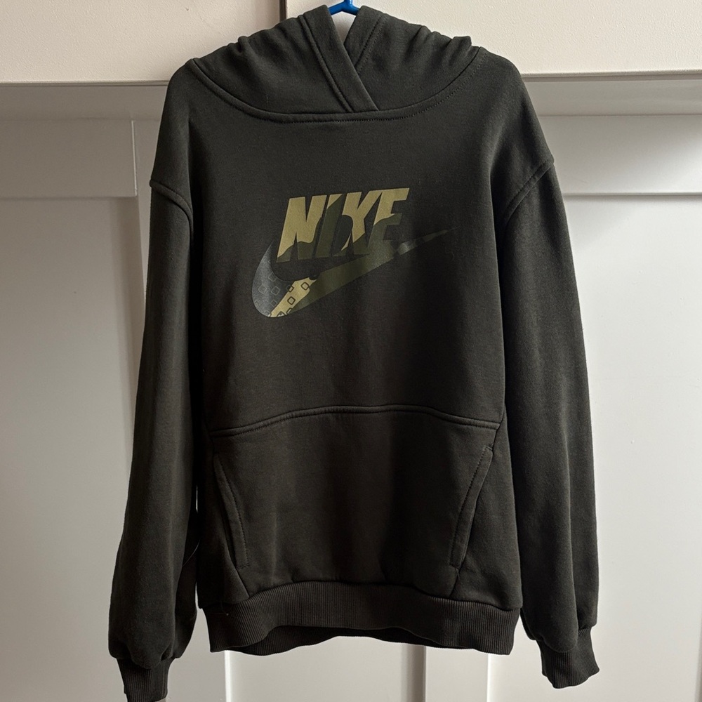 Nike Dark Green Hoodie with Camo Logo
